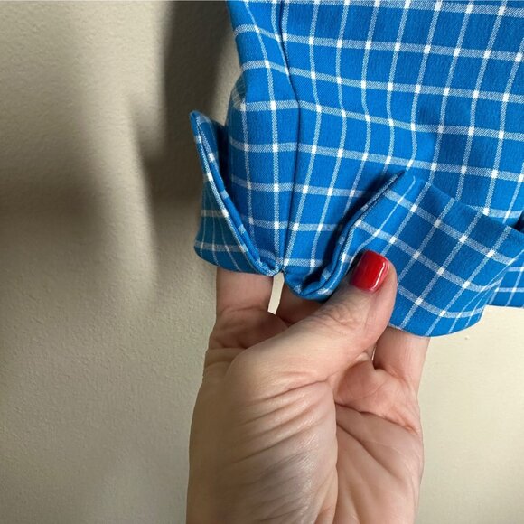 Nina Mclemore Full Zip Check Print  Jacket Womens Size XL Flip Cuff Old Money - Picture 4 of 9